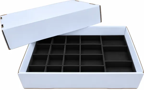 VERZE 8 Krabičky do flat boxu 12 x KK24CE (62x62x30mm) 4 x KK16CE (95x62x30mm) 3 x KK12CE (95x84x30mm)