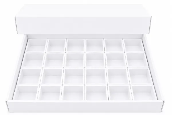 VERZE 1 Krabičky do flat boxu 24 x KK24BI (62x62x30mm)