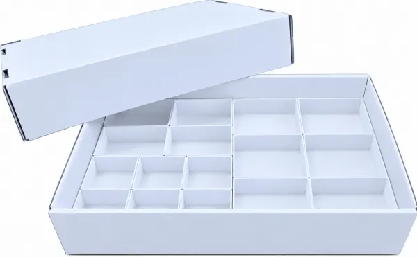 VERZE 9 Krabičky do flat boxu 6 x KK24BI (62x62x30mm) 4 x KK16BI (95x62x30mm) 6 x KK12BI (95x84x30mm)